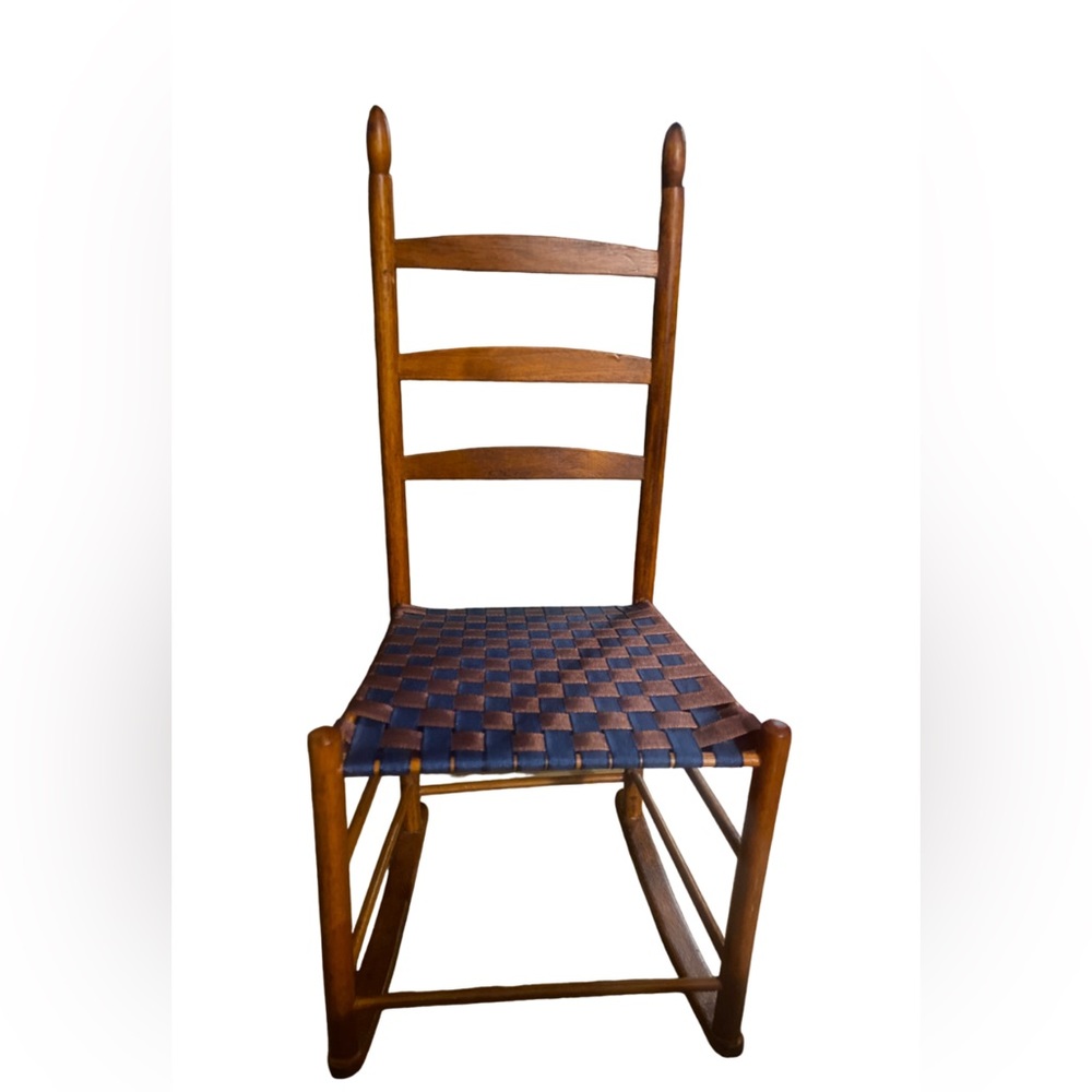 Vntg American Folk Wood Doll Rocking Chair